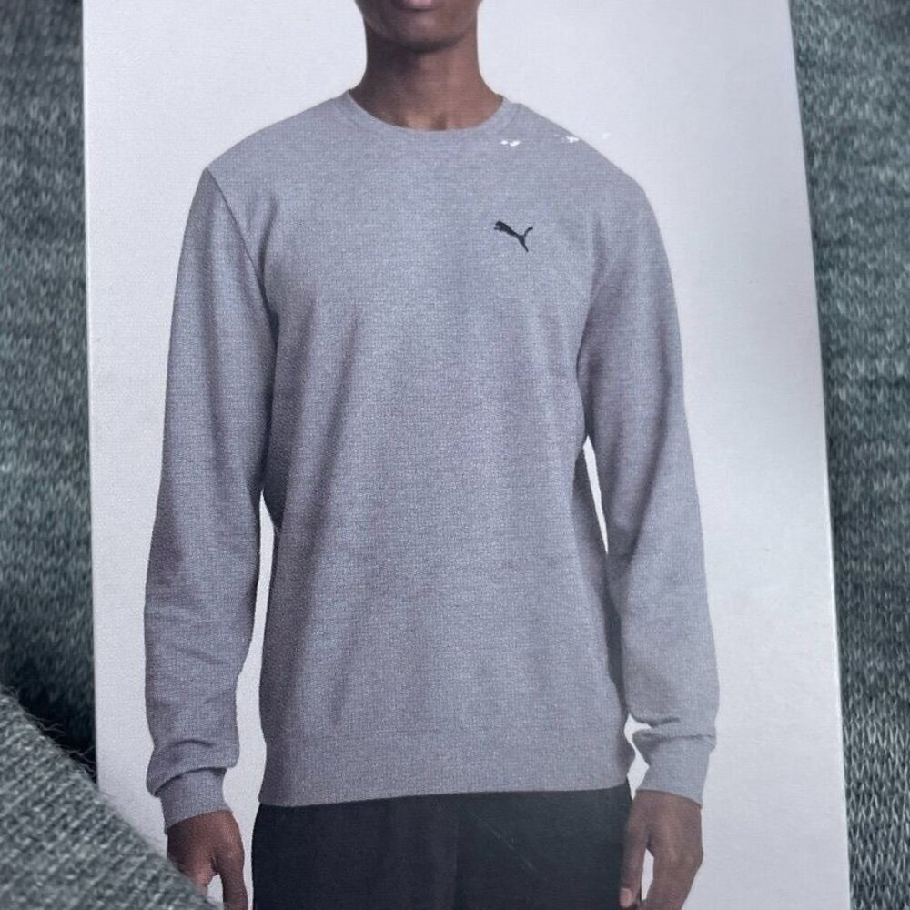 💥    Puma Gray Textured Crewneck Sweatshirt M Casual Lightweight a1409